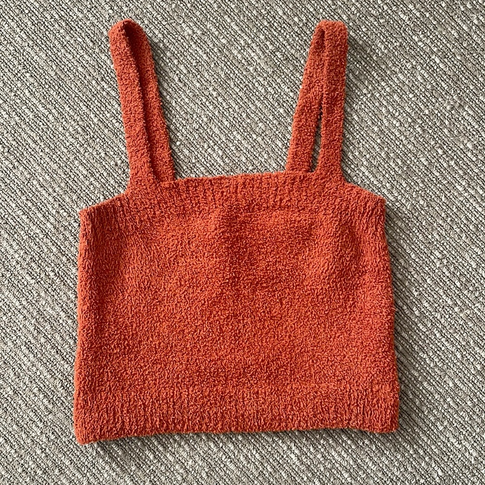 Orange fuzzy tank top